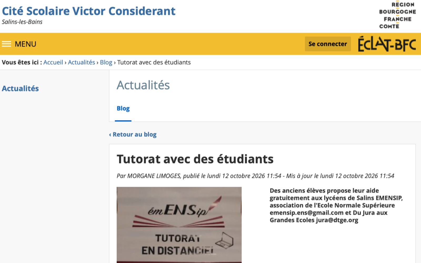 2026-10-capture_site_Salins - actu_tutorat-etudiant-SO copie d'écran article tutorat sur le site du lycée